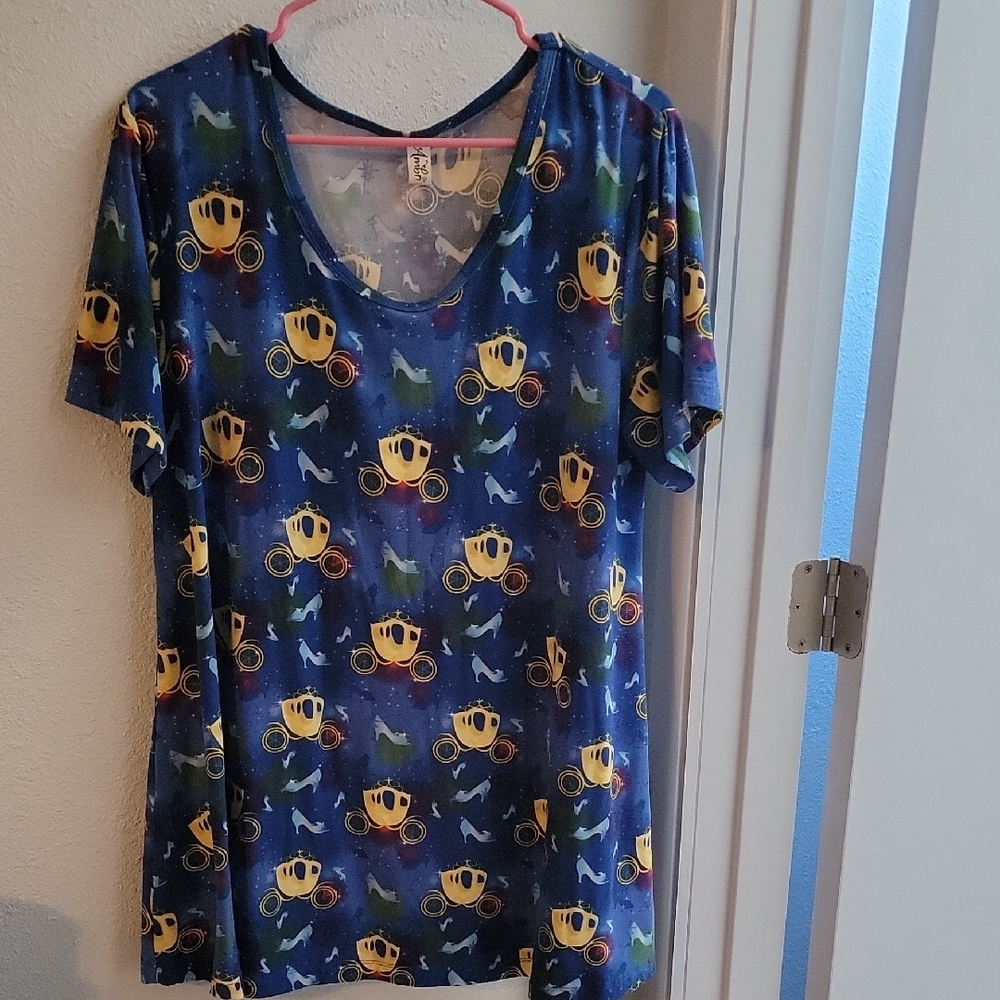 Ambrié Blue Top with Cinderella Glass Slipper And Carriage Design